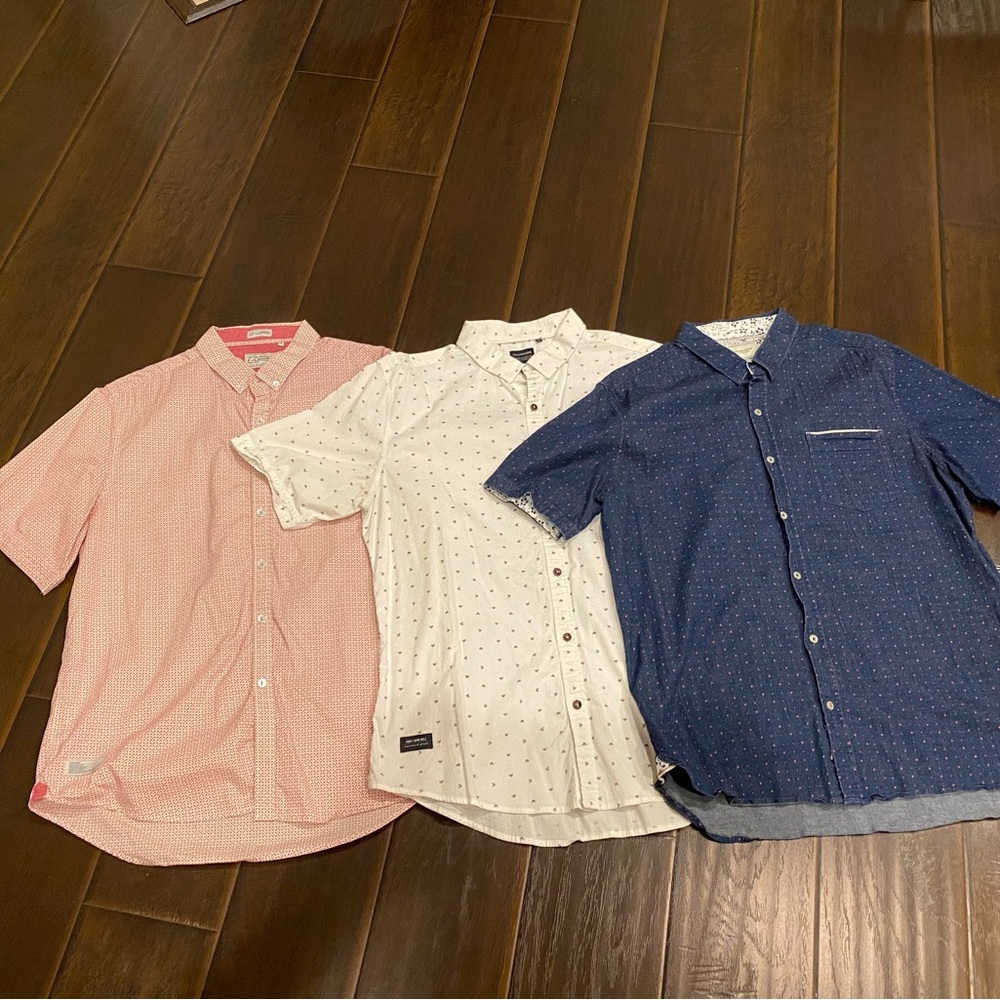 7 Diamonds Pink, White, and Blue Casual Button Down Shirts